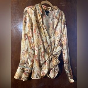 Beautiful Gold Wrap Plus Size Blouse
